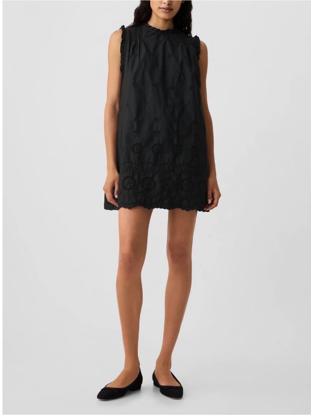 GAP x DOEN Black Eyelet Mini Dress Size Large